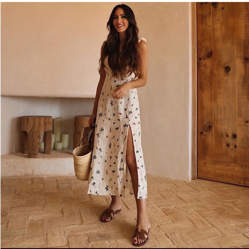 ZARA EMBROIDERED LINEN DRESS